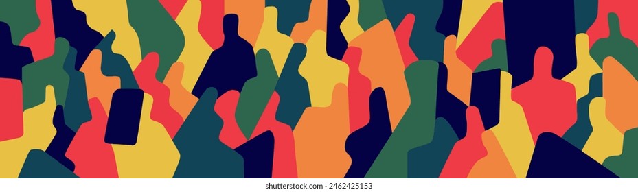 internet people social network abstract vector illustration , group of people multicolored silhouettes
