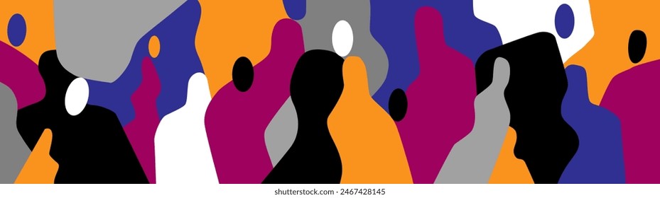 internet people social network abstract vector illustration , group of people multicolored silhouettes