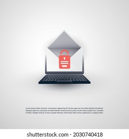 Internet Phishing, Account Hacking Attempt By Malicious Email - Hacker Activity, Data Theft, Hacked, Stolen Login Credentials And Password, Cyber Crime And Network Security Vector Concept Illustration