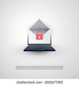 Internet Phishing, Account Hacking Attempt By Malicious Email - Hacker Activity, Data Theft, Hacked, Stolen Login Credentials And Password, Cyber Crime And Network Security Vector Concept Illustration