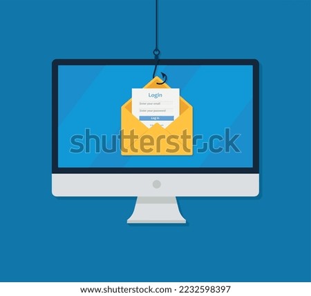 Internet Phishing, Account Hacking Attempt During Online Payment - Hacker Activity, Data Theft, Hacked, Stolen Login Credentials, Password, Credit Card Data - Cyber Crime and Security Vector Concept
