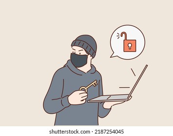 Internet phishing and hacking attack concept. Email spoofing and personal information security background. internet attack on credit card. Hand drawn style vector design illustrations.