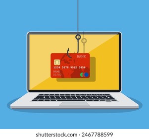 Internet phishing and hacking attack concept. Email spoofing and personal information security background. internet attack on credit card. vector illustration in flat design.