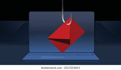 Internet phishing and hacking attack. Email spoofing and personal information security and stolen credential, hacking, phishing security, email phishing scam alert, Phishing Attack. Illustration
