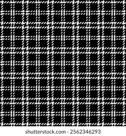 Internet plaid vector fabric, latin texture pattern background. Independence day textile seamless check tartan in black and white colors palette.