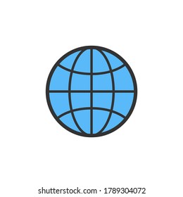 Internet planet icon. Color vector icon.