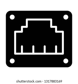 internet plug connector hardware icon design with creative modern concept and black and white glyph style logo shape for pictogram, website, hardware, web button design vector eps 10 - Vector 