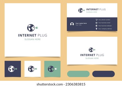 Internet plug logo design with editable slogan. Branding book and business card template.