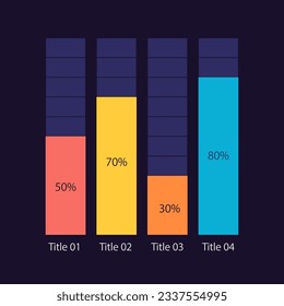 Internet poll answers infographic chart design template for dark theme. Social survey. Editable infochart with vertical bar graphs. Visual data presentation. Myriad Pro-Regular font used