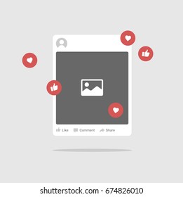 Internet post photo or image frame vector illustration. Flat design abstract image landscape icon concept