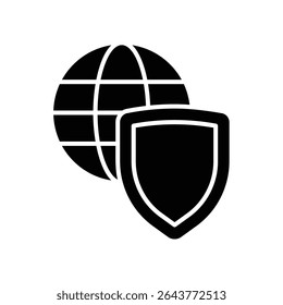 Internet privacy or security icon with globe and shield