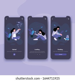 Internet Process UX / UI, GUI design concept with character and text place. Can use for web banner, infographics, hero images. Flat design vector custom illustration.