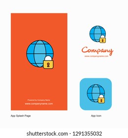 Internet protected Company Logo App Icon and Splash Page Design. Creative Business App Design Elements