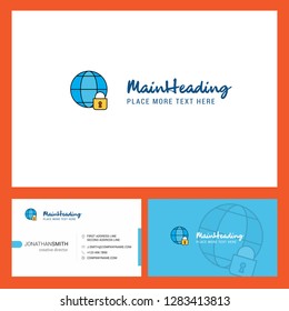 Internet protected Logo design with Tagline & Front and Back Busienss Card Template. Vector Creative Design