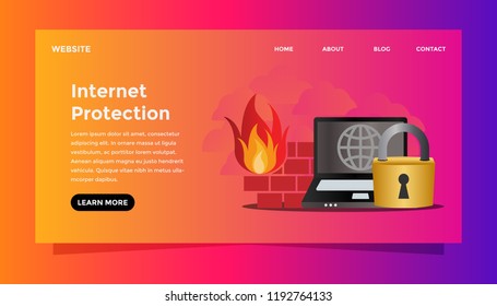 Internet protection concept. Ready to use vector illustration. Suitable for background, wallpaper, landing page, web, banner, card and other creative work.