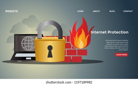 Internet protection concept. Ready to use vector illustration. Suitable for background, wallpaper, landing page, web, banner, card and other creative work.