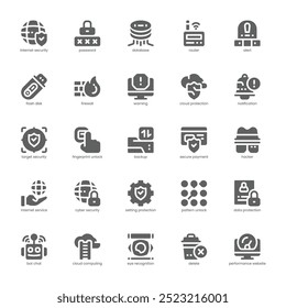 Internet Protection icon pack for your website, mobile, presentation, and logo design. Internet Protection icon glyph design. Vector graphics illustration and editable stroke.