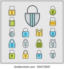 Internet protection icon set