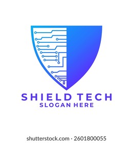 Internet Protection logo design vector. Shield Network logo design