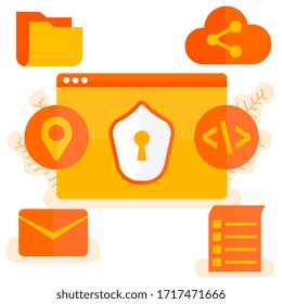 internet protection user interface data. illustration of mobile security access