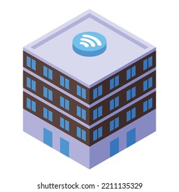 Internet provider building icon isometric vector. Wifi service. Network call