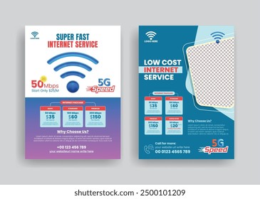 Internet provider and Internet offer price flyer or poster template