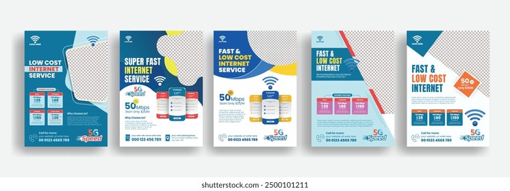 Internet provider and Internet offer price flyer or poster template
