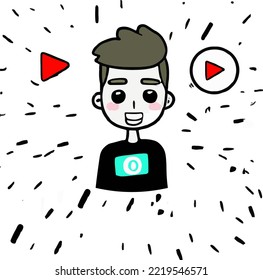 Internet publisher Content Generator. Internet Avatar Illustration Vector Cartoon Drawing
