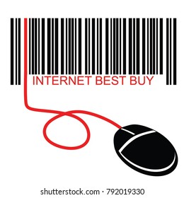 internet purchase, bar covered with mouse on white background, vector