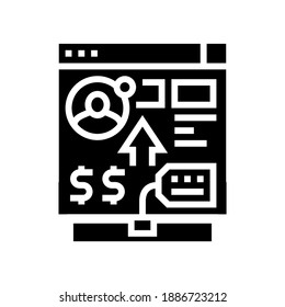 internet compra el vector de iconos glifos. signo de compras por internet. símbolo de contorno aislado ilustración negra