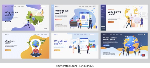Internet purchases set. Customers buying online, booking flight, travelling. Flat vector illustrations. Commerce, application concept for banner, website design or landing web page