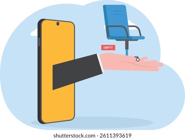 Internet recruitment with empty chairs on hand

