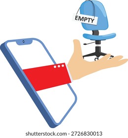 Reclutamiento de Internet con sillas vacías a la mano

