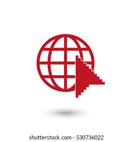 Internet - red vector  icon with shadow