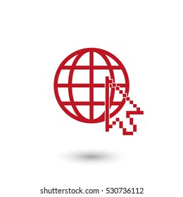 Internet - red vector  icon with shadow