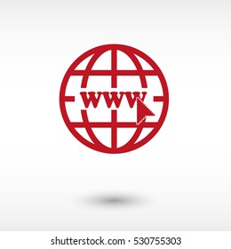 Internet - red vector  icon with shadow