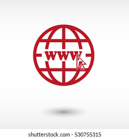 Internet - red vector  icon with shadow
