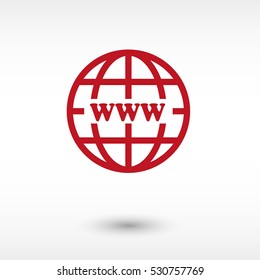 Internet - red vector  icon with shadow