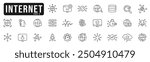 Internet related line icon set. Globe, users, connection, cloud, acces, security etc. Editable stroke. Part 3