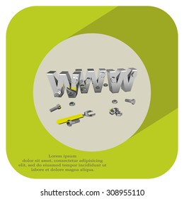 Internet repair: wrench, www, metallic screws and bolts