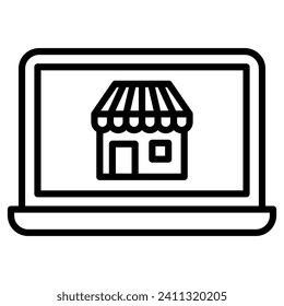 Ilustración vectorial de línea de icono de Internet Retail