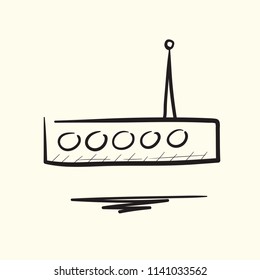 Internet router. Hand drawn vector illustration.