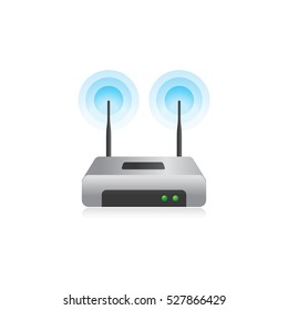 Internet router icon in color. Connection data networking
