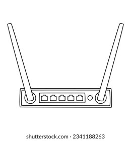 Internet router icon in doodle sketch lines. Connection data networking WiFi computer