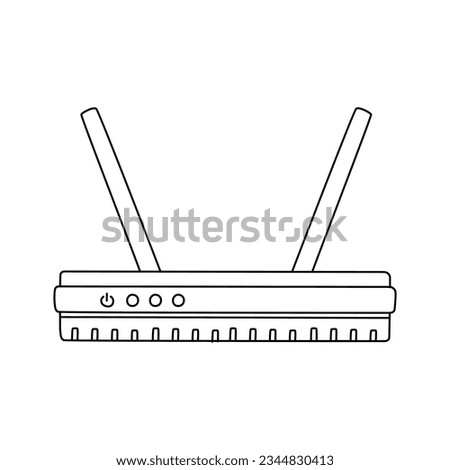 Internet router icon in doodle sketch lines. Connection data networking WiFi computer