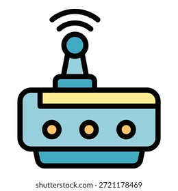 Internet router icon. Outline Internet router vector icon for web design isolated on white background color flat