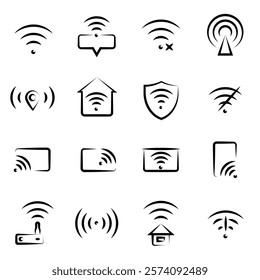 Internet router icon set. Wifi symbols in trendy flat style isolated. EPS 10.