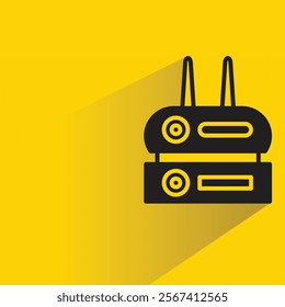 internet router icon with shadow on yellow background