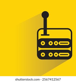 internet router icon with shadow on yellow background