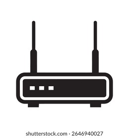 Internet Router Icon Vector Solid Glyph For Network Connection And Wifi Access Modem Device Symbol For Broadband And Wireless Communication Hub